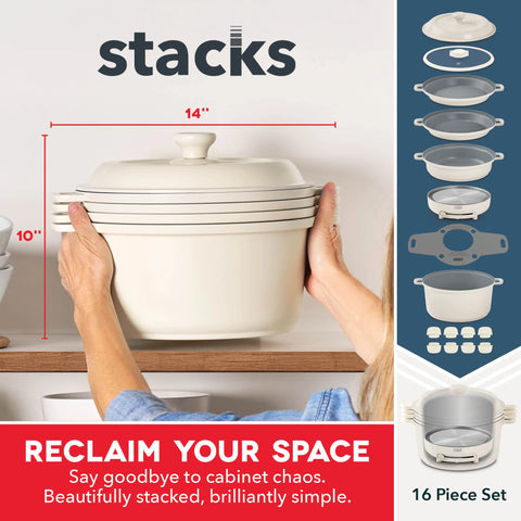 Stacks Ceramic Cookware Set with Electric Burner