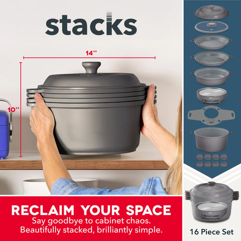 Stacks Ceramic Cookware Set with Electric Burner
