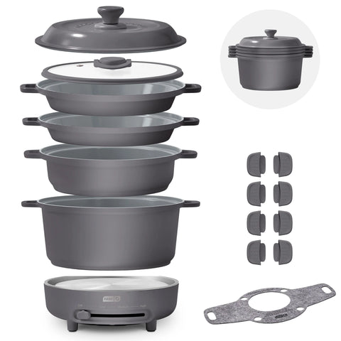 Stacks Ceramic Cookware Set with Electric Burner