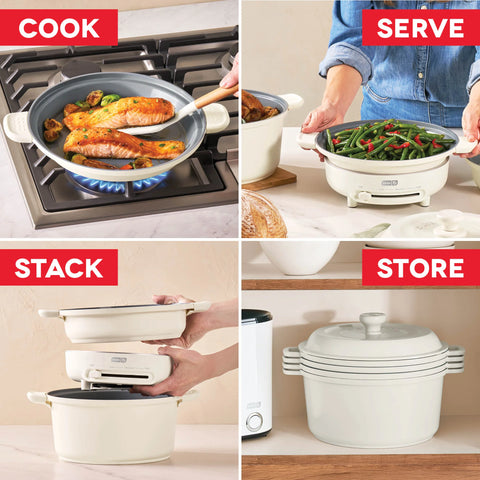 Stacks Ceramic Cookware Set with Electric Burner