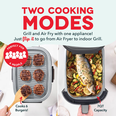 Flip & Fry™ Digital 2-in-1 Grill + Air Fryer