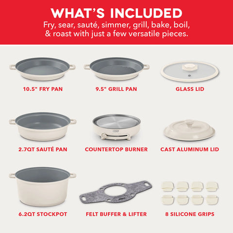 Stacks Ceramic Cookware Set with Electric Burner